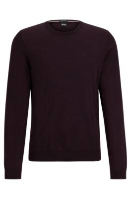 Hugo Boss Slim-fit Sweater In Virgin Wool In Burgundy