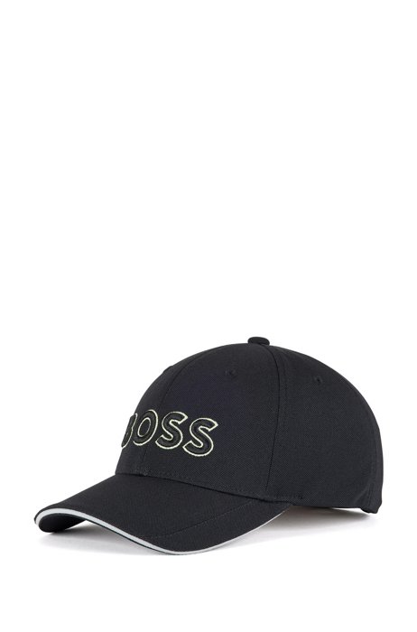 Piqué-mesh cap with 3D embroidered logo, Black