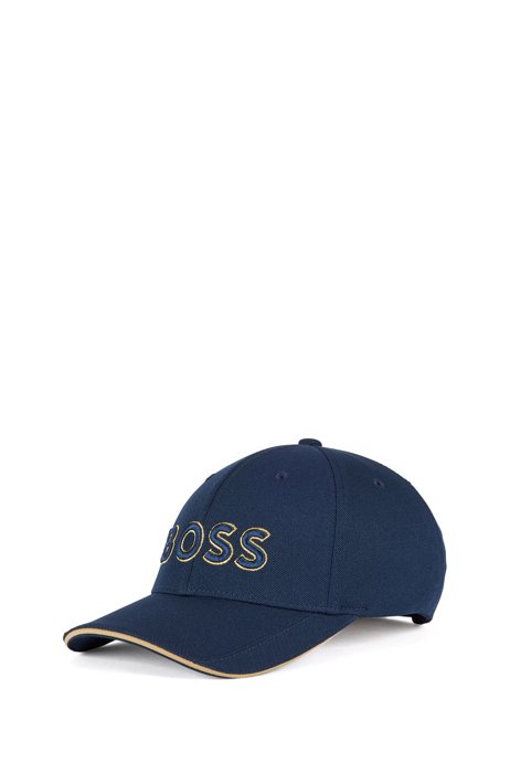 Gorra de piqué con malla y logo bordado en 3D, Azul oscuro