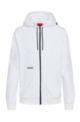 Hooded sweatshirt in French terry cotton with logo details, White