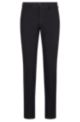 Slim-fit trousers with front pleats in a cotton blend, Black