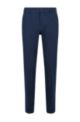 Slim-fit trousers with front pleats in a cotton blend, Dark Blue