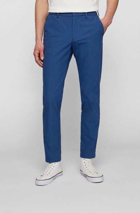Pantalones de pinzas slim fit en mezcla de algodón, Azul