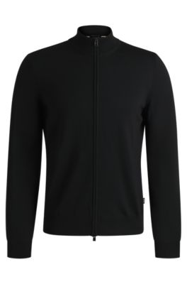 BOSS Zip up regular fit cardigan in virgin wool