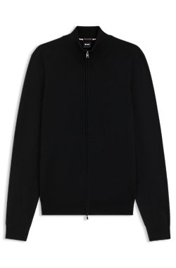 Zip-up cardigan in extra-fine merino wool