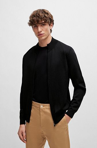 Virgin-wool cardigan in a regular fit, Black