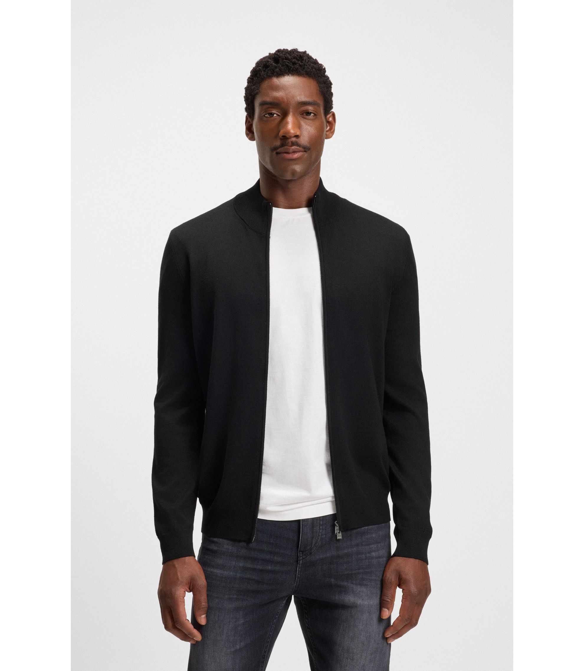 Cardigan aus extrafeiner Merinowolle mit Reißverschluss
