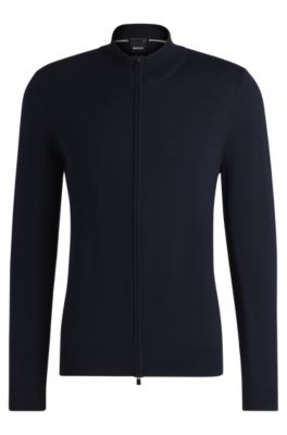 BOSS - Zip-up regular-fit cardigan in virgin wool