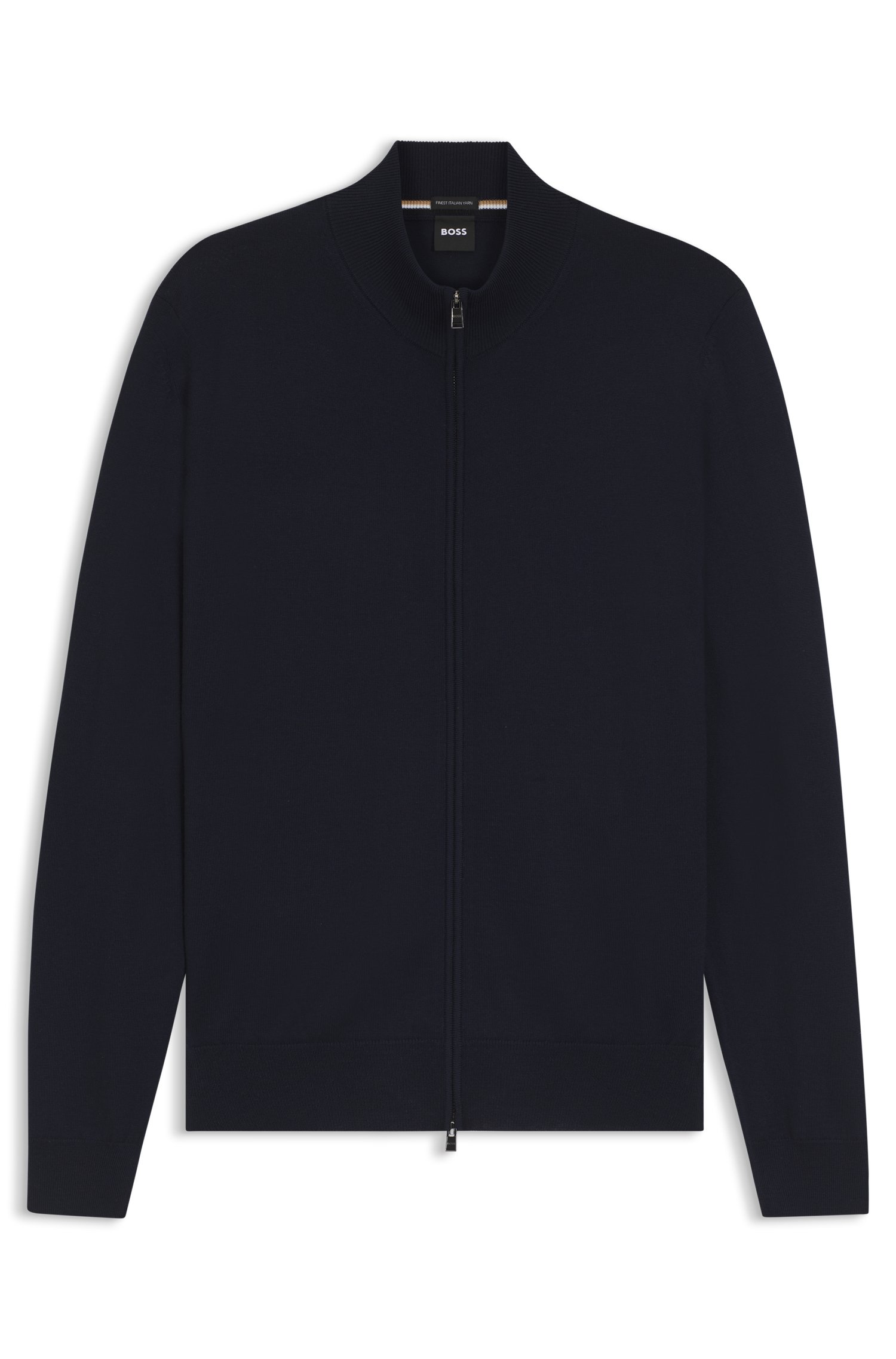 Zip-up cardigan in extra-fine merino wool