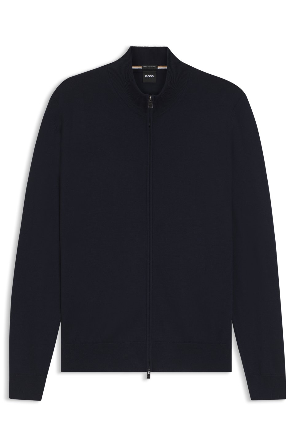Zip-up cardigan in extra-fine merino wool