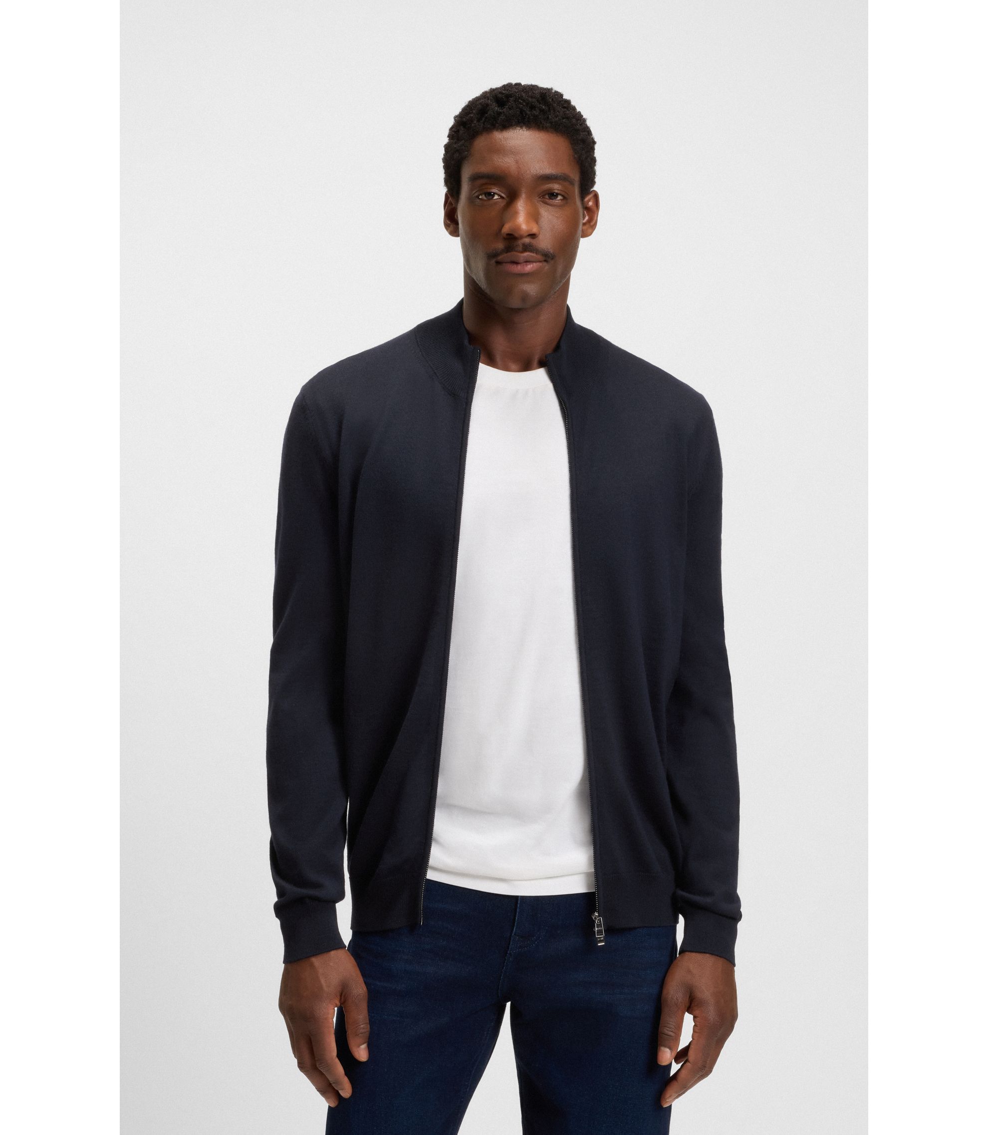 Cardigan aus extrafeiner Merinowolle mit Reißverschluss