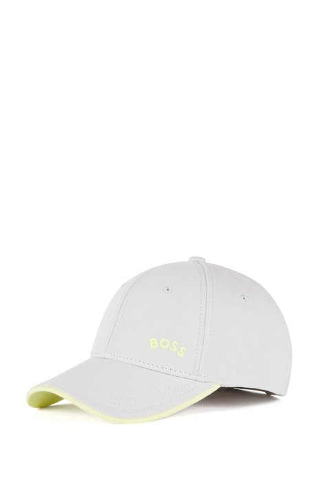 Cotton-twill cap with contrast logo and tipping, Light Grey