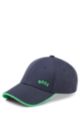 Cotton-twill cap with contrast logo and tipping, Dark Blue