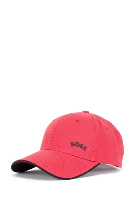 Cotton-twill cap with contrast logo and tipping, Pink