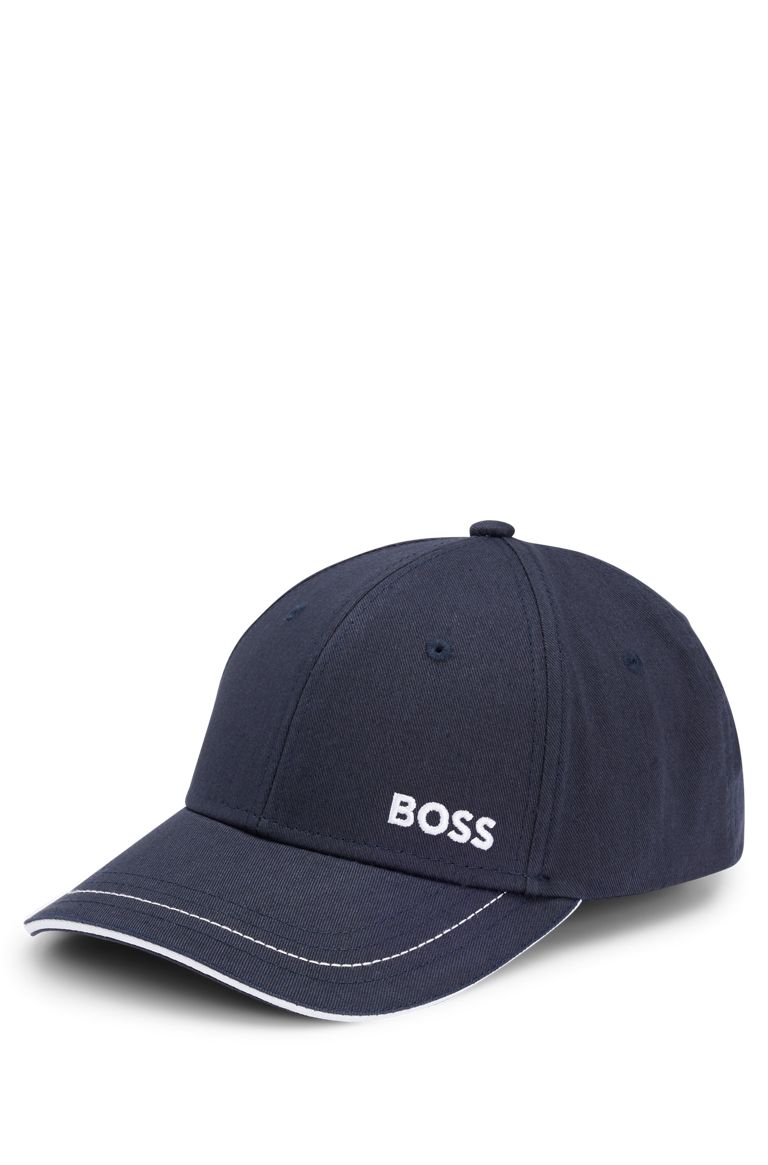 for Men Blue Mens Accessories Hats HUGO Cotton-twill Cap With Embroidered Logo in Dark Blue 