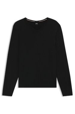 Pullover aus extrafeiner Merinowolle mit V-Ausschnitt