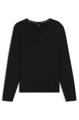 Boss V-neck sweater in extra-fine merino wool stickade tröjor herr – bild 4