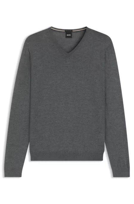 V-neck sweater in extra-fine merino wool