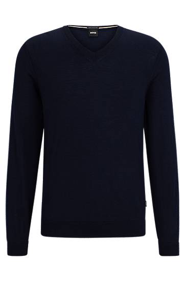 Slim-fit V-neck sweater in virgin wool, Hugo boss