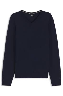 Boss V-neck sweater in extra-fine merino wool stickade tröjor herr – bild 4