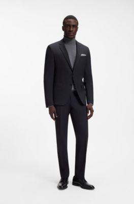 Slim-fit rollneck sweater in extra-fine merino wool, Grey