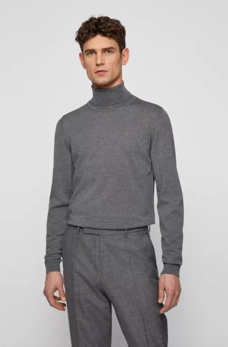 Regular-fit rollneck sweater in merino wool