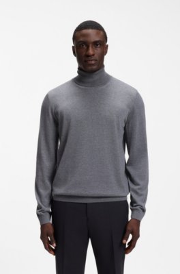 Slim-fit rollneck sweater in extra-fine merino wool