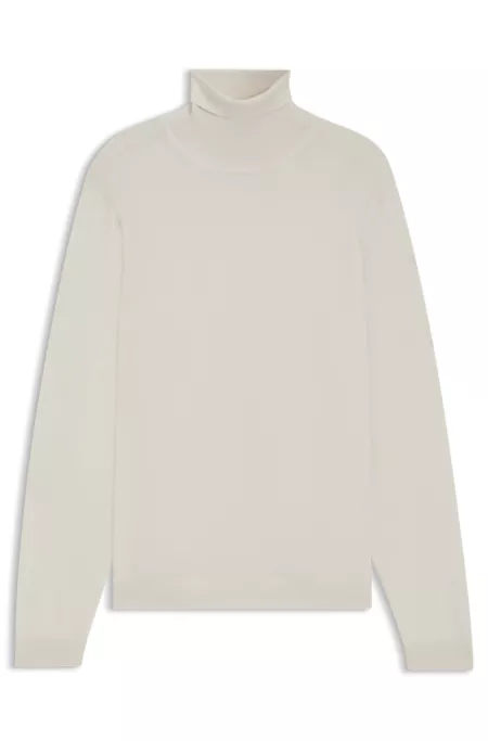 Pull Slim à col roulé en laine mérinos extra fine