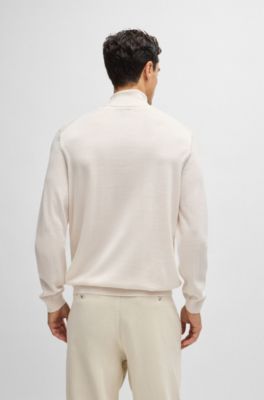 Slim-fit rollneck sweater in extra-fine merino wool, White