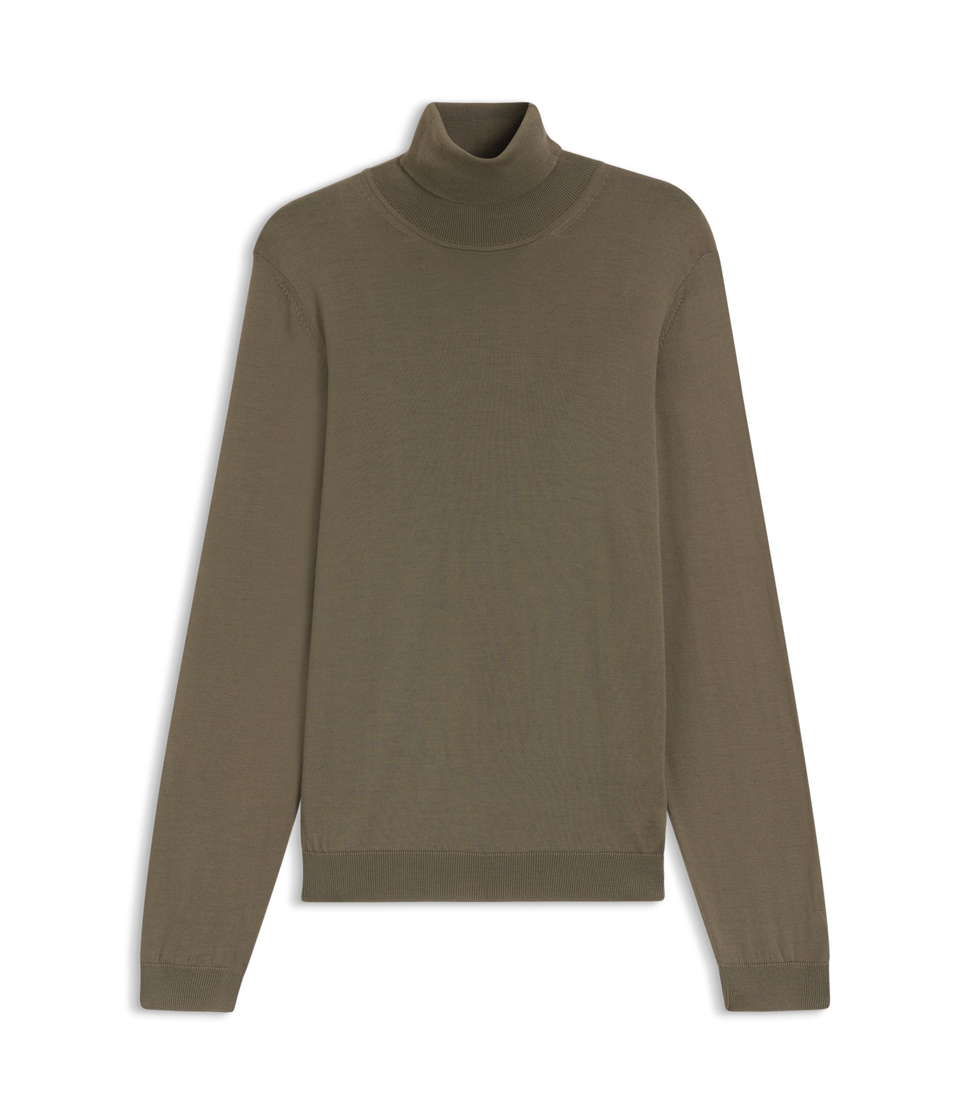 BOSS Regular-fit rollneck sweater in merino wool Brown