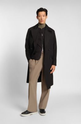 Slim-fit rollneck sweater in extra-fine merino wool, Brown