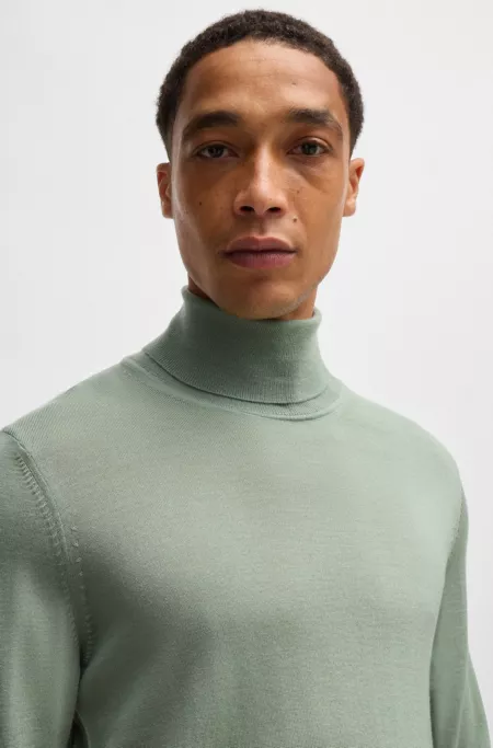Regular-fit rollneck sweater in merino wool