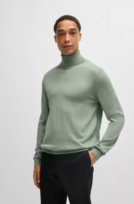 Regular-fit rollneck sweater in merino wool