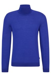 Slim-fit rollneck sweater in virgin wool, Dark Purple