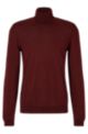 Slim-fit rollneck sweater in virgin wool, Dark Red