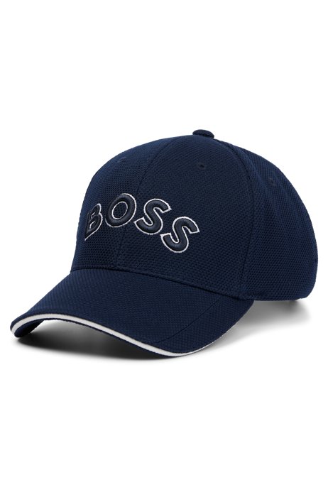 Stretch-piqué cap with logo embroidery, Dark Blue
