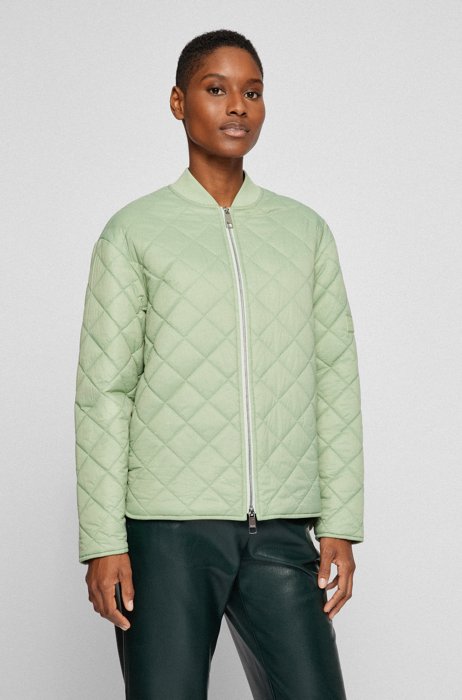 Padded bomber jacket with logo patch, Light Green