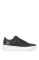 Italian-leather trainers with perforated uppers, Dark Blue