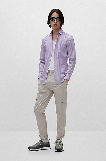 易烫牛津棉修身衬衫,  532_Light/Pastel Purple