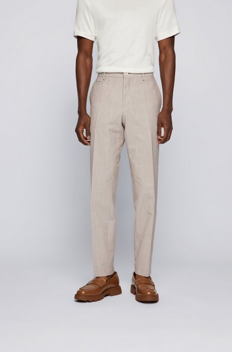 Slim-fit trousers in a recycled-cotton blend, Beige