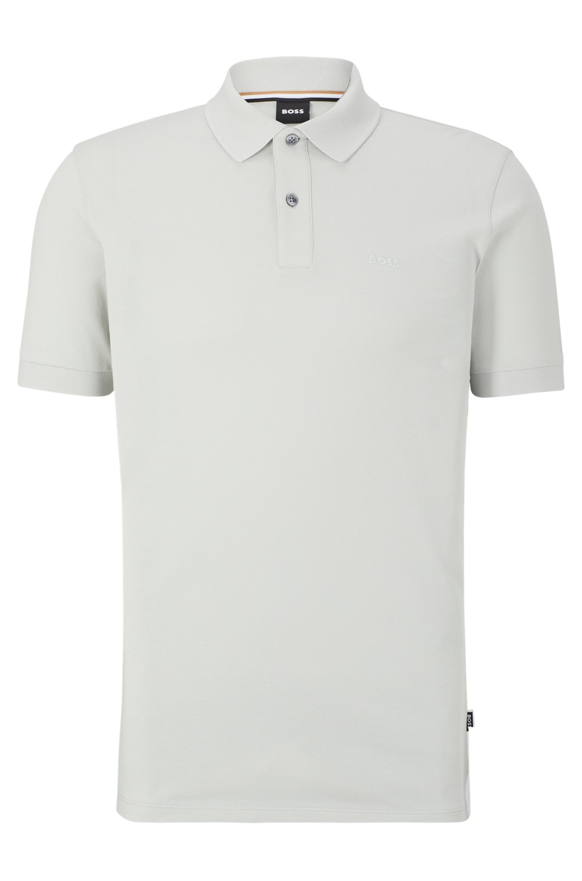 Organic-cotton polo shirt with embroidered logo, Light Grey