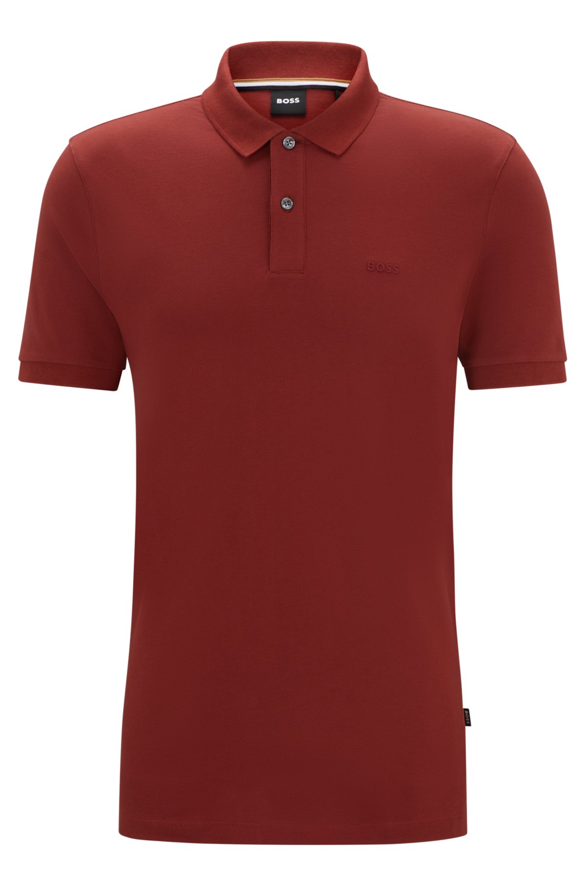 Cotton polo shirt with embroidered logo, Dark Red