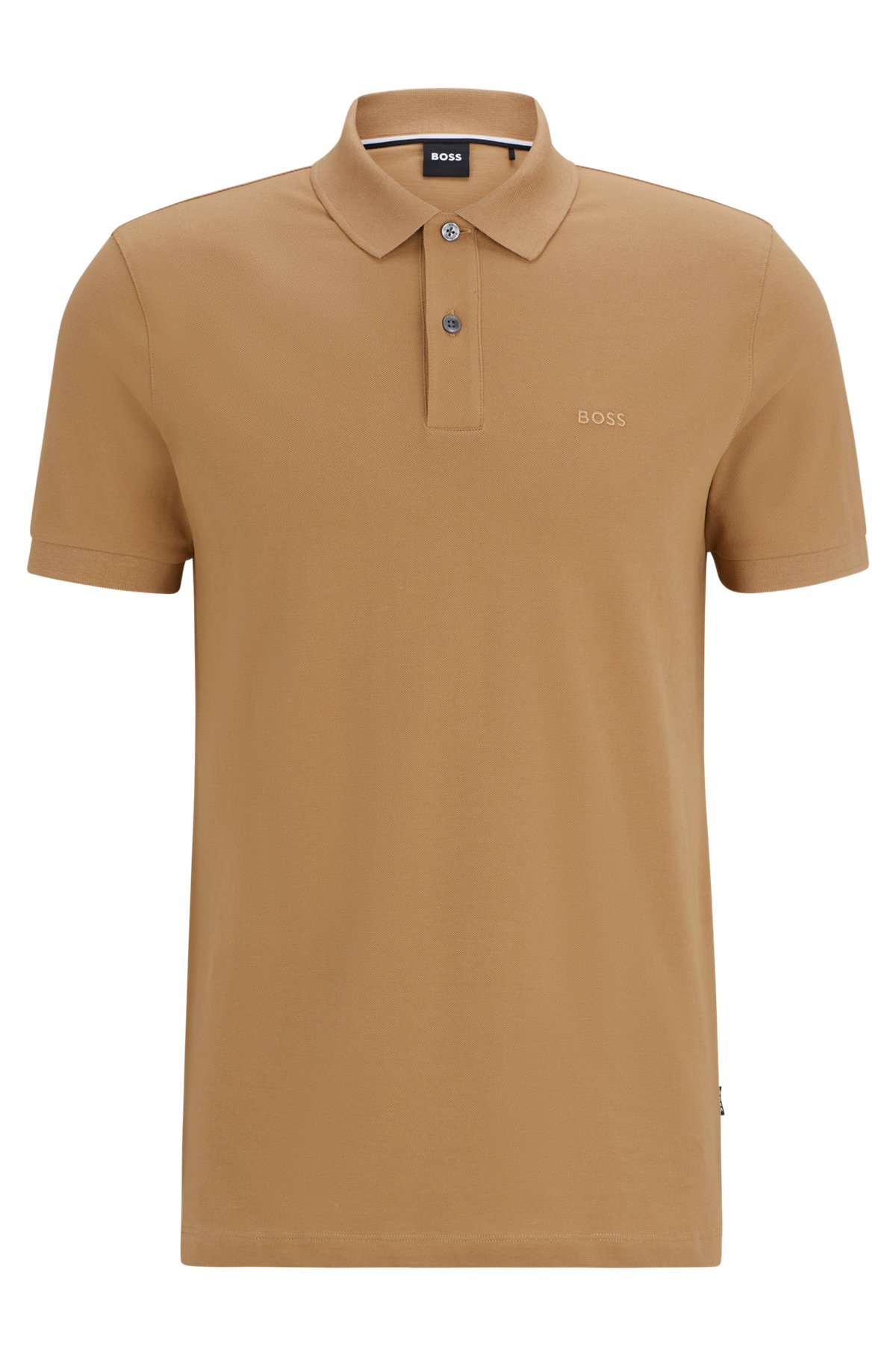 Polo shirt with embroidered logo, Beige