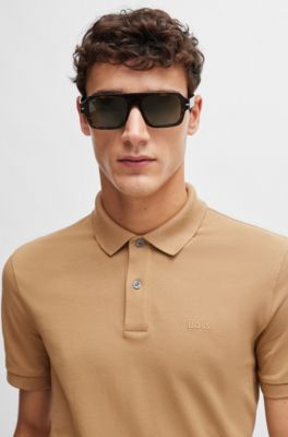 BOSS Cotton polo shirt with embroidered logo