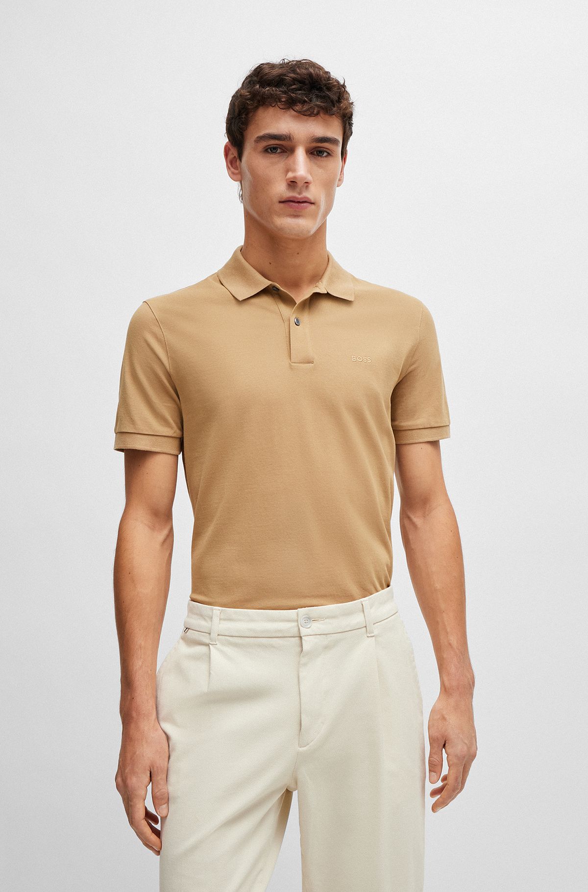 Beige Polo | Menswear Men Designer Shirts HUGO by BOSS for