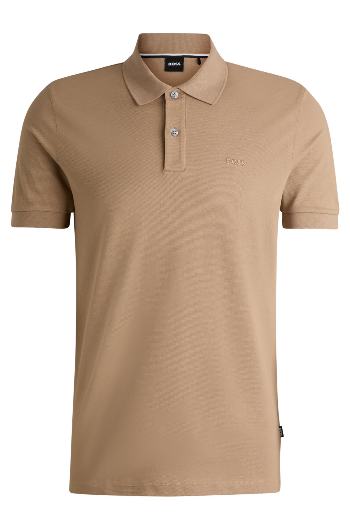 Cotton polo shirt with embroidered logo, Light Beige
