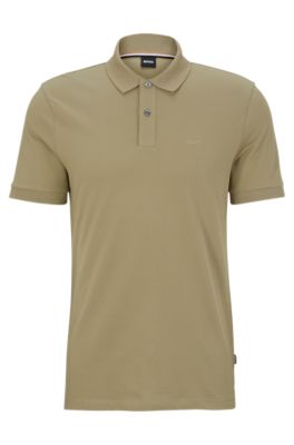 Hugo Boss Polo Shirt With Embroidered Logo In Light Green