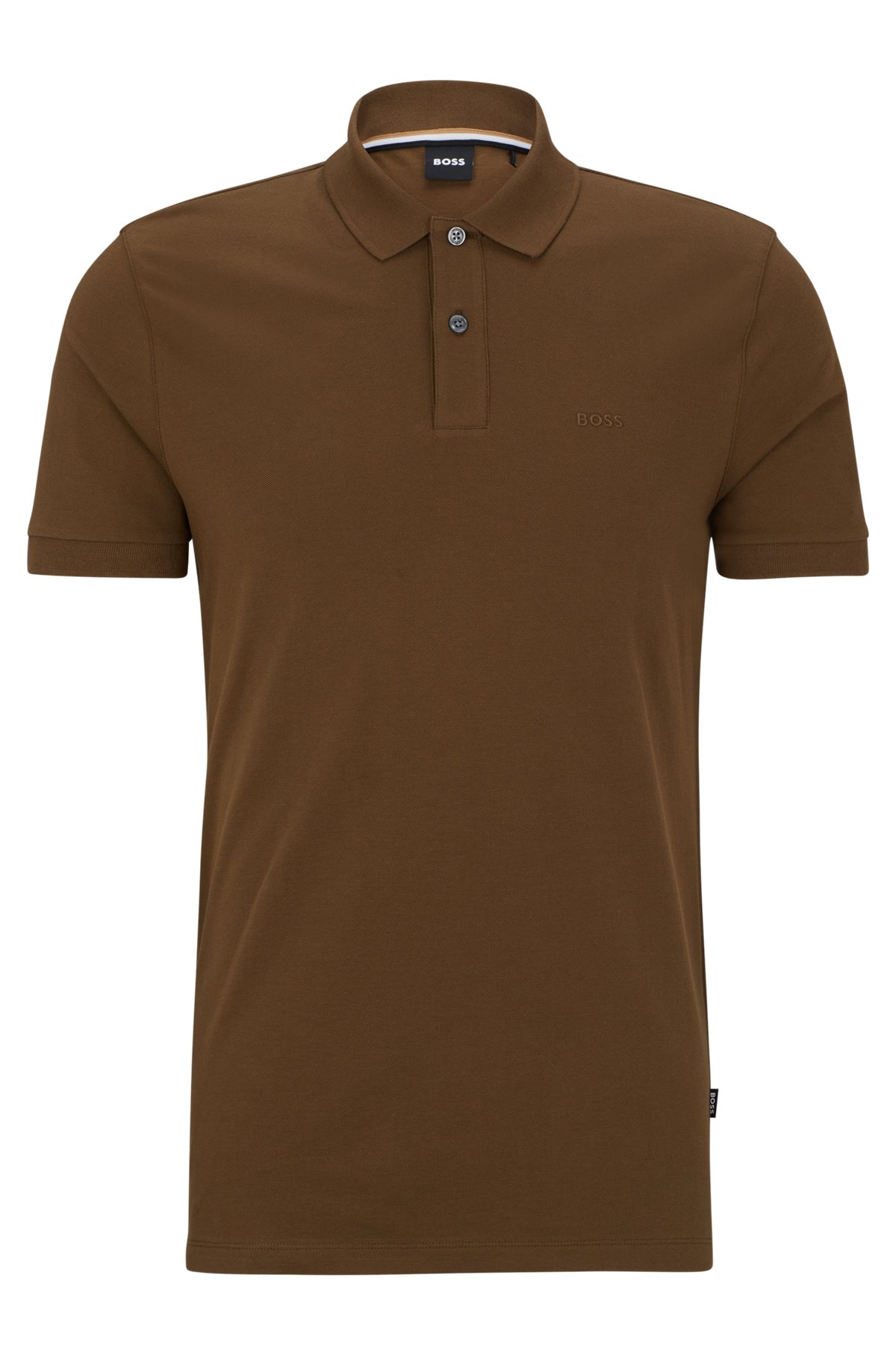 Cotton polo shirt with embroidered logo, Brown