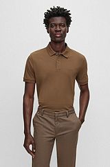 Cotton polo shirt with embroidered logo, Brown