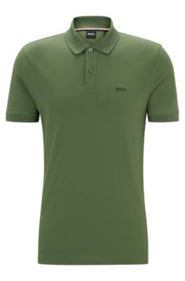 Hugo Boss Cotton Polo Shirt With Embroidered Logo In Green